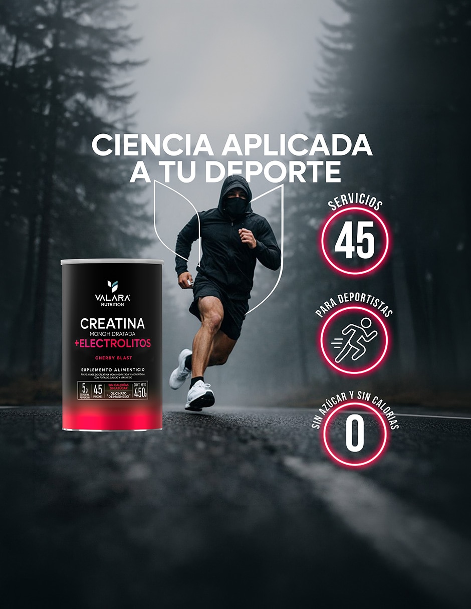 Creatina con electrolitos Valara Nutrition sabor cereza de 450g