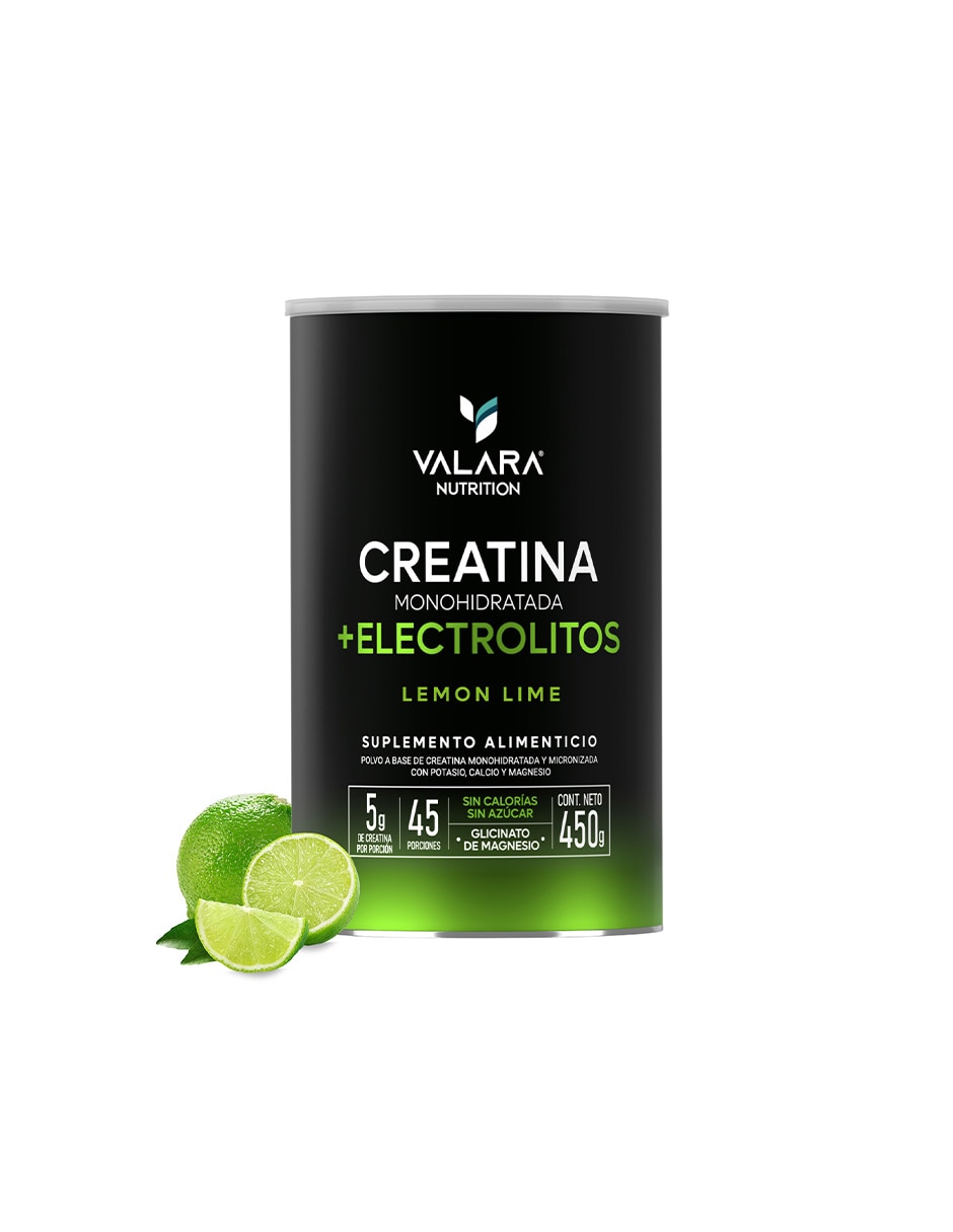 Creatina con electrolitos Valara Nutrition sabor lima limón de 450g