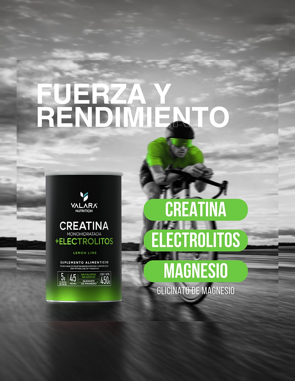 Creatina con electrolitos Valara Nutrition sabor lima limón de 450g