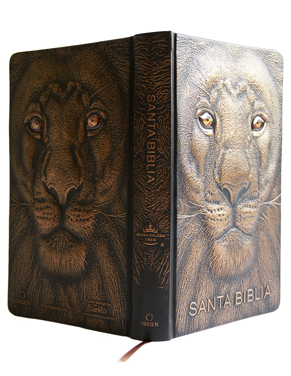 Libro Biblia RVR 1960 Letra Grande Tamaño manual León de Juda edición especial bronce de Reina Valera 4