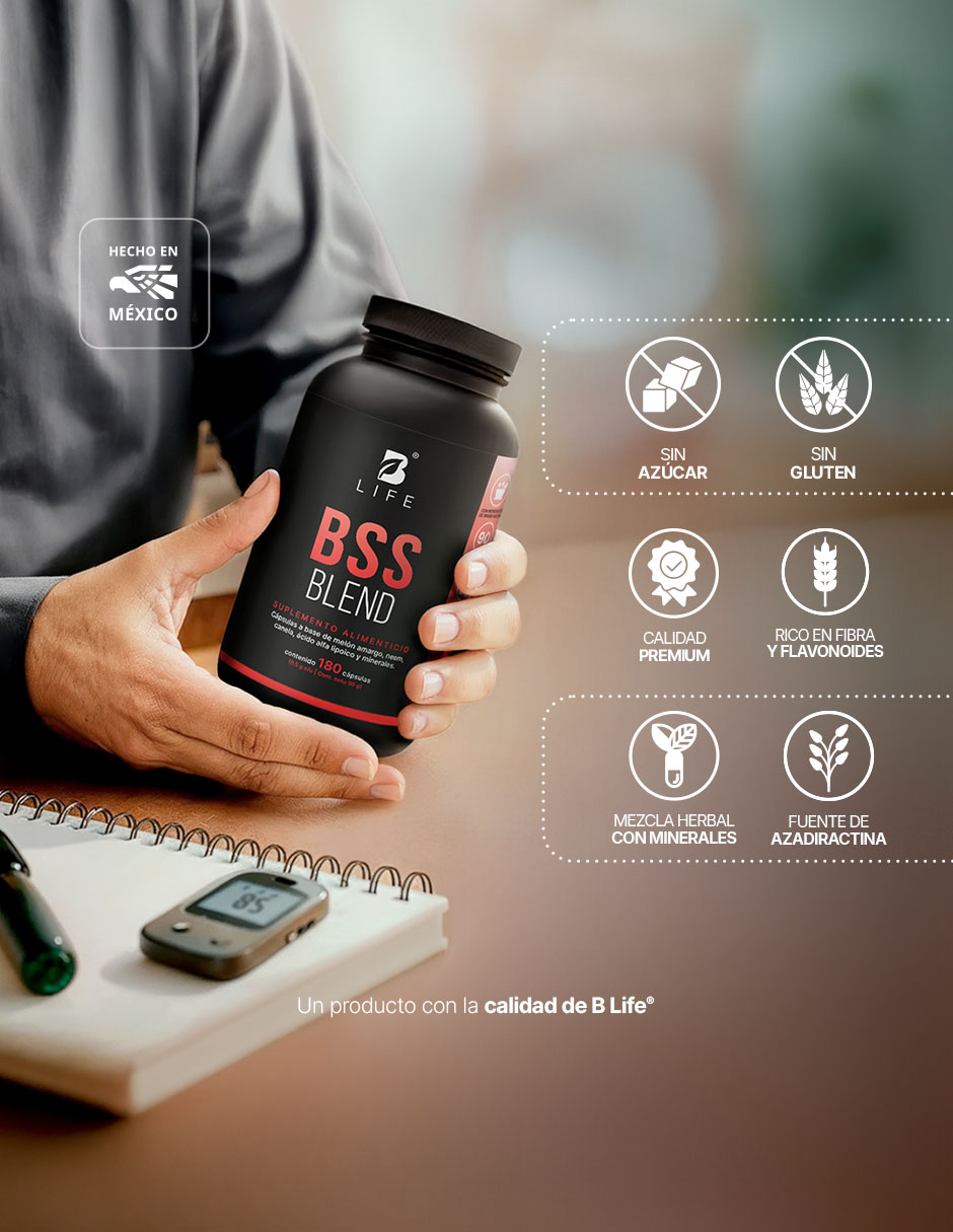 BSS Blend con melón amargo neem canela ácido alfa lipoico magnesio zinc cromo de 180 cápsulas 3