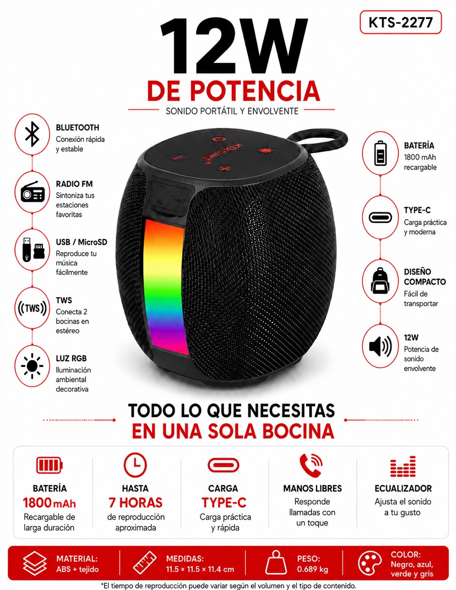 Bocina portátil Bluetooth No aplica 2