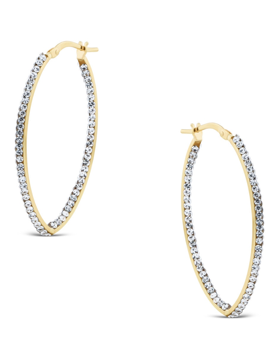 Arracadas Joyerias Bizzarro de oro amarillo 10 K con acabado brillante zirconia