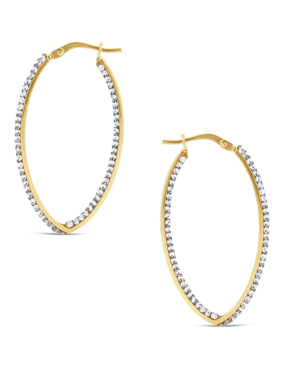 Arracadas Joyerias Bizzarro de oro amarillo 10 K con acabado brillante zirconia