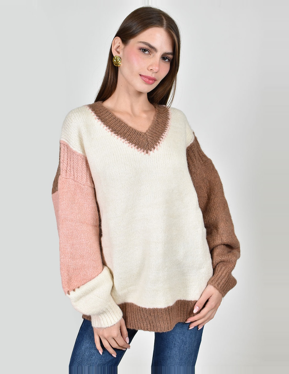 Suéter roman fashion cuello v para mujer