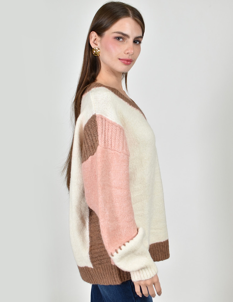 Suéter roman fashion cuello v para mujer 2