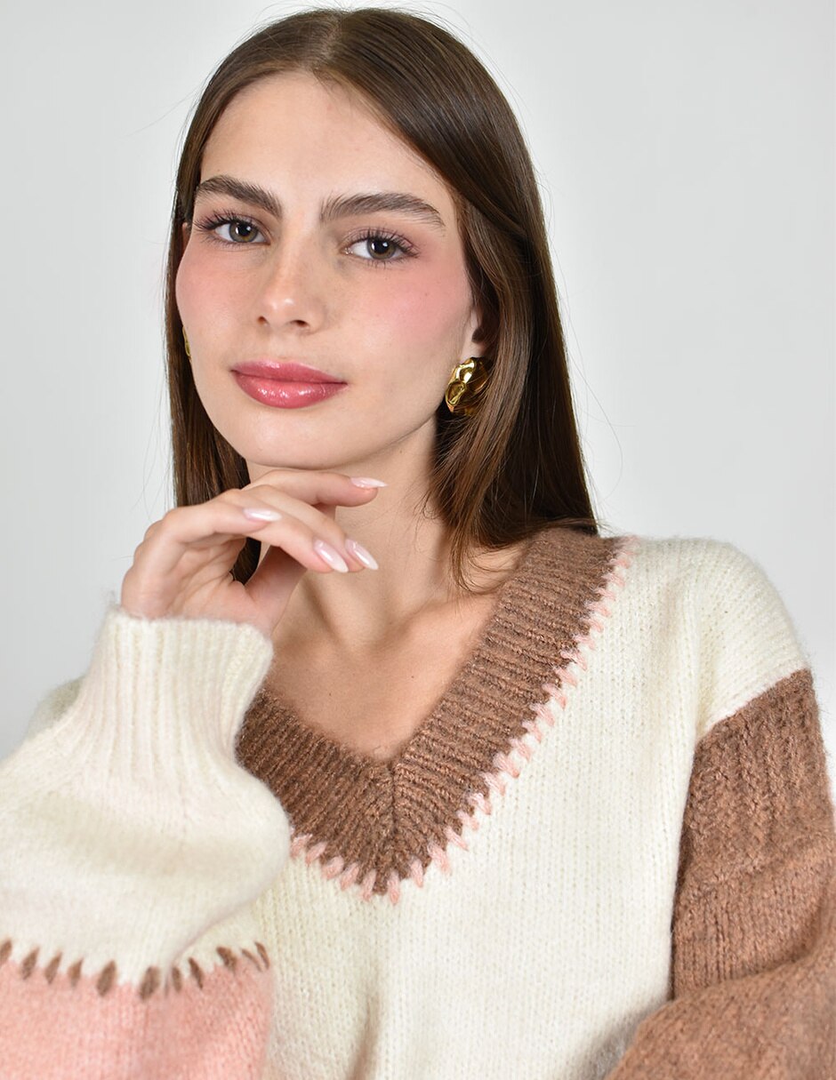 Suéter roman fashion cuello v para mujer 3