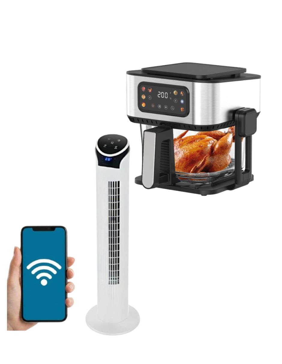 Ventilador de torre smart 2 piezas blue fan y pink garlic con control remoto velocidades