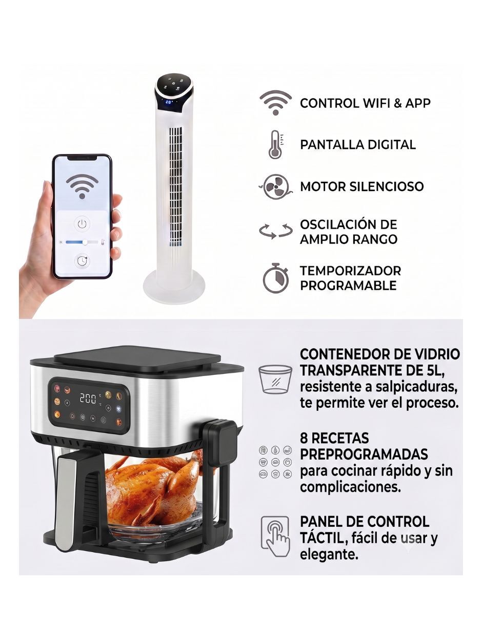 Ventilador de torre smart 2 piezas blue fan y pink garlic con control remoto velocidades 2