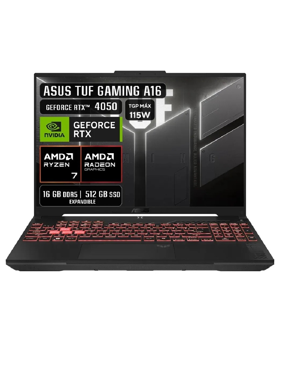 Laptop gamer 16 pulgadas WQXGA AMD Ryzen 7 NVIDIA GeForce RTX 4050 16 GB RAM 512 GB SDD