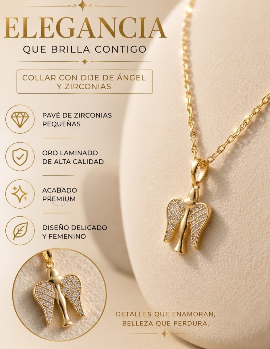 Aretes y collar de oro laminado 18 K zirconia cúbica 5