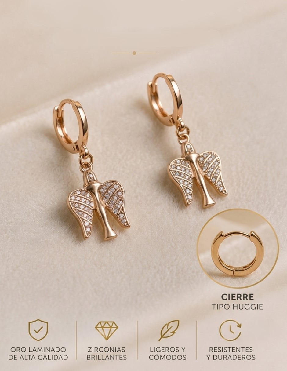 Aretes y collar de oro laminado 18 K zirconia cúbica 4