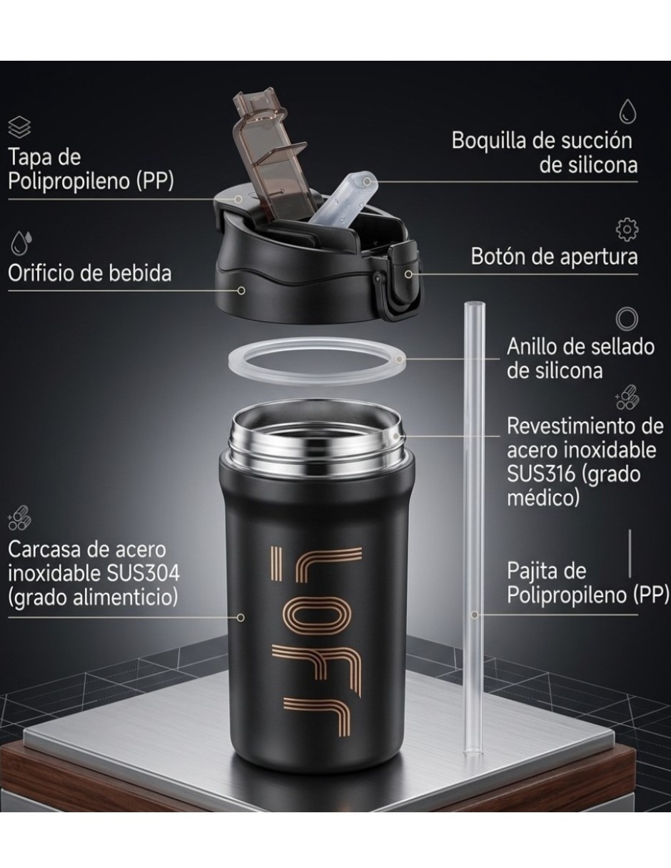 Termo de acero inoxidable con tapa rosca 2