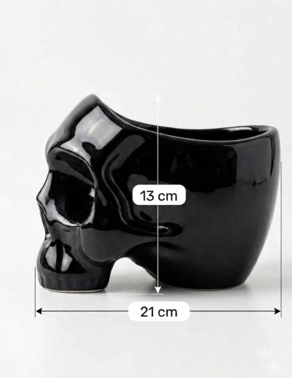 Figura decorativa de calavera de cerámica 6