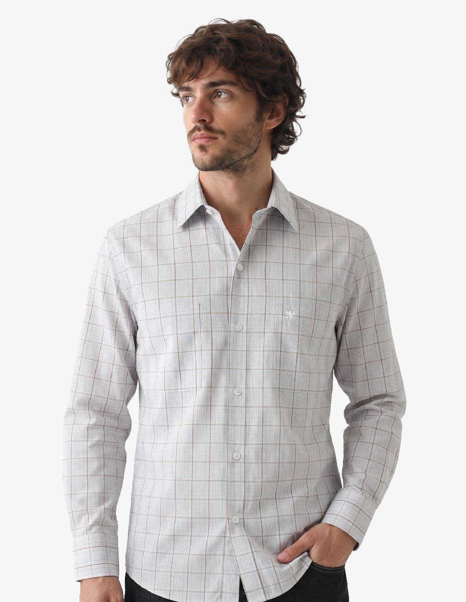 Camisa casual manchester manga larga para hombre 1