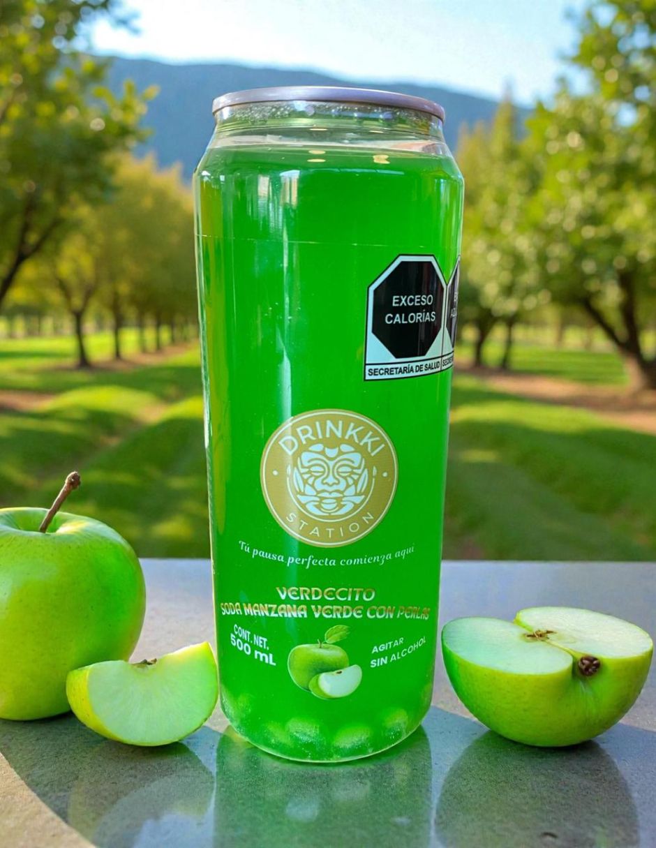 Jugo espumoso Drinkki Station Tu Pausa Perfecta Comienza Aquí sabor manzana 3