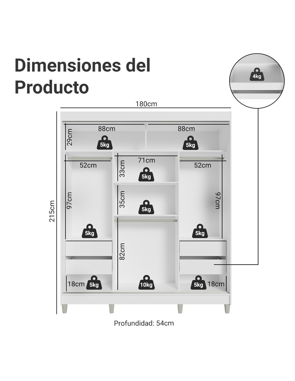 Ropero armable MADESA 10959B2ECP de MDP 9