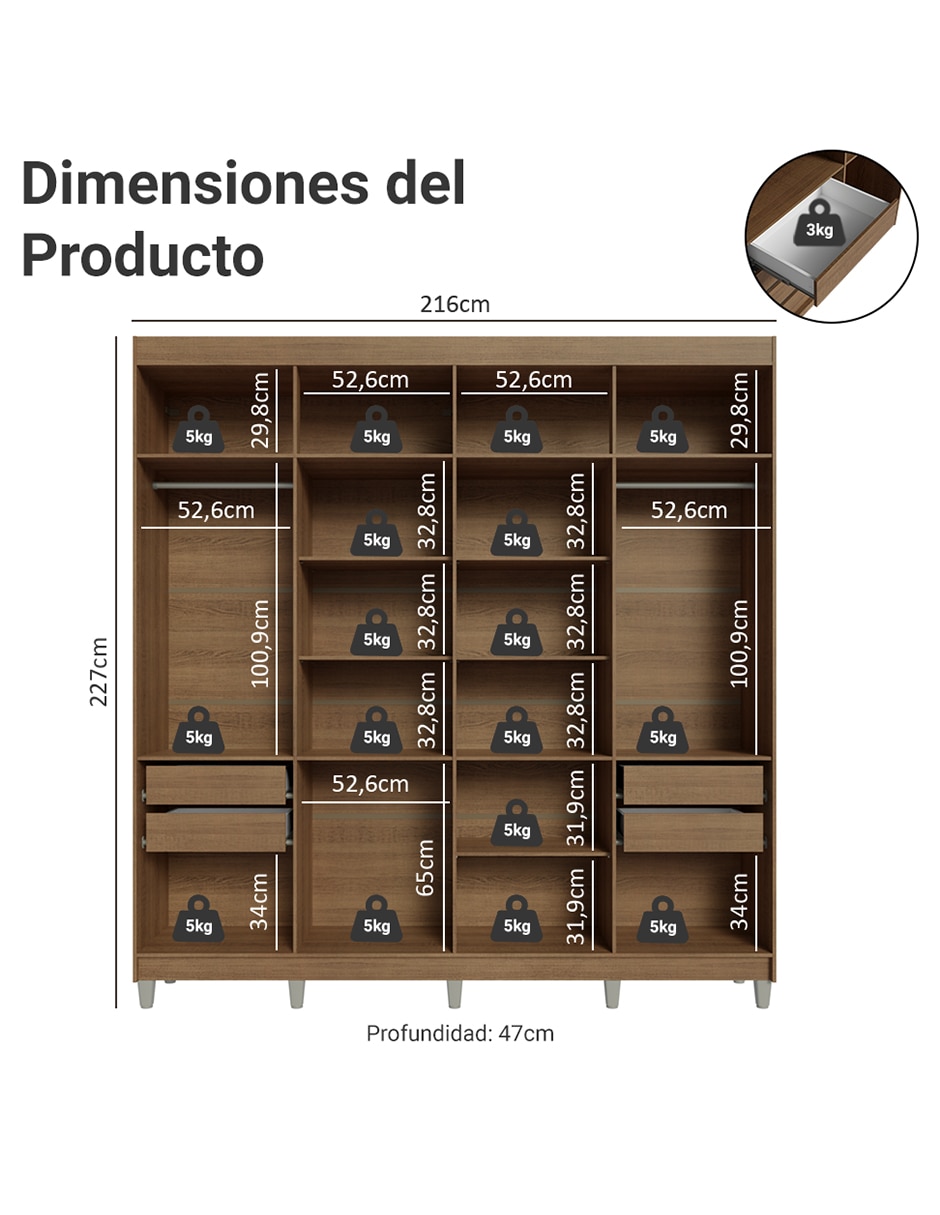 Ropero armable MADESA 1107C14GL1CP de MDP 11