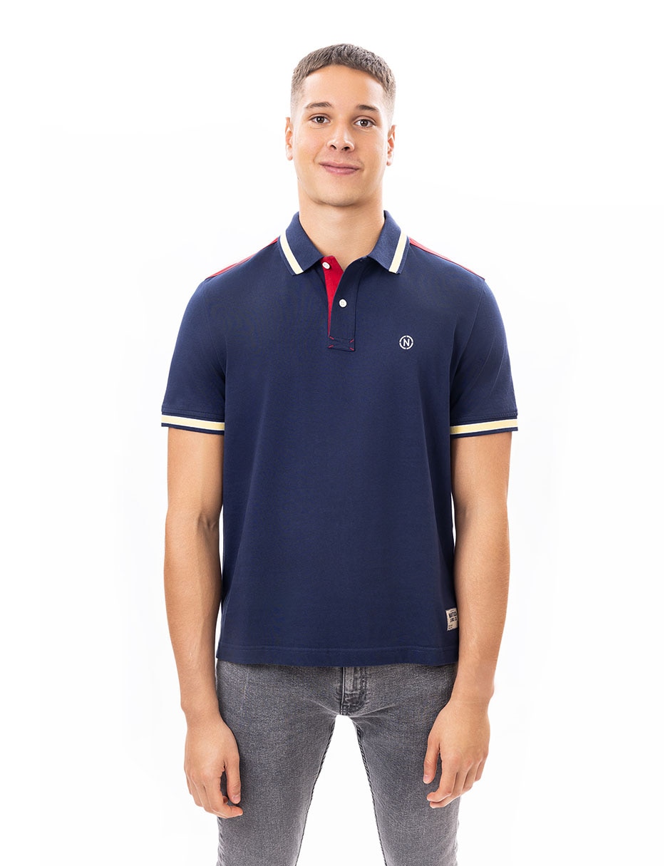 Playera nautica jeans cuello polo para hombre