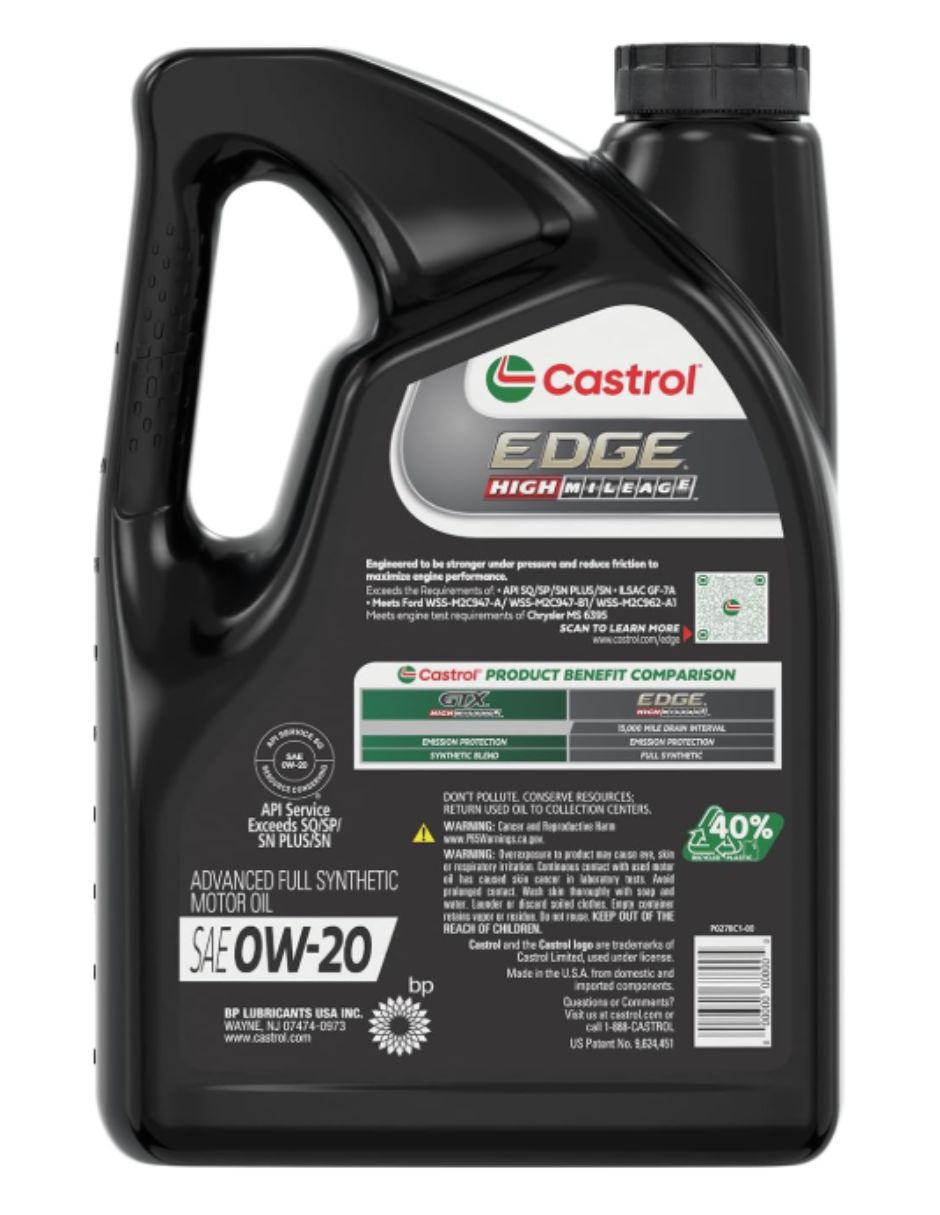 Aceite sintético Castrol para automóvil 0W-20 4.73 L 3