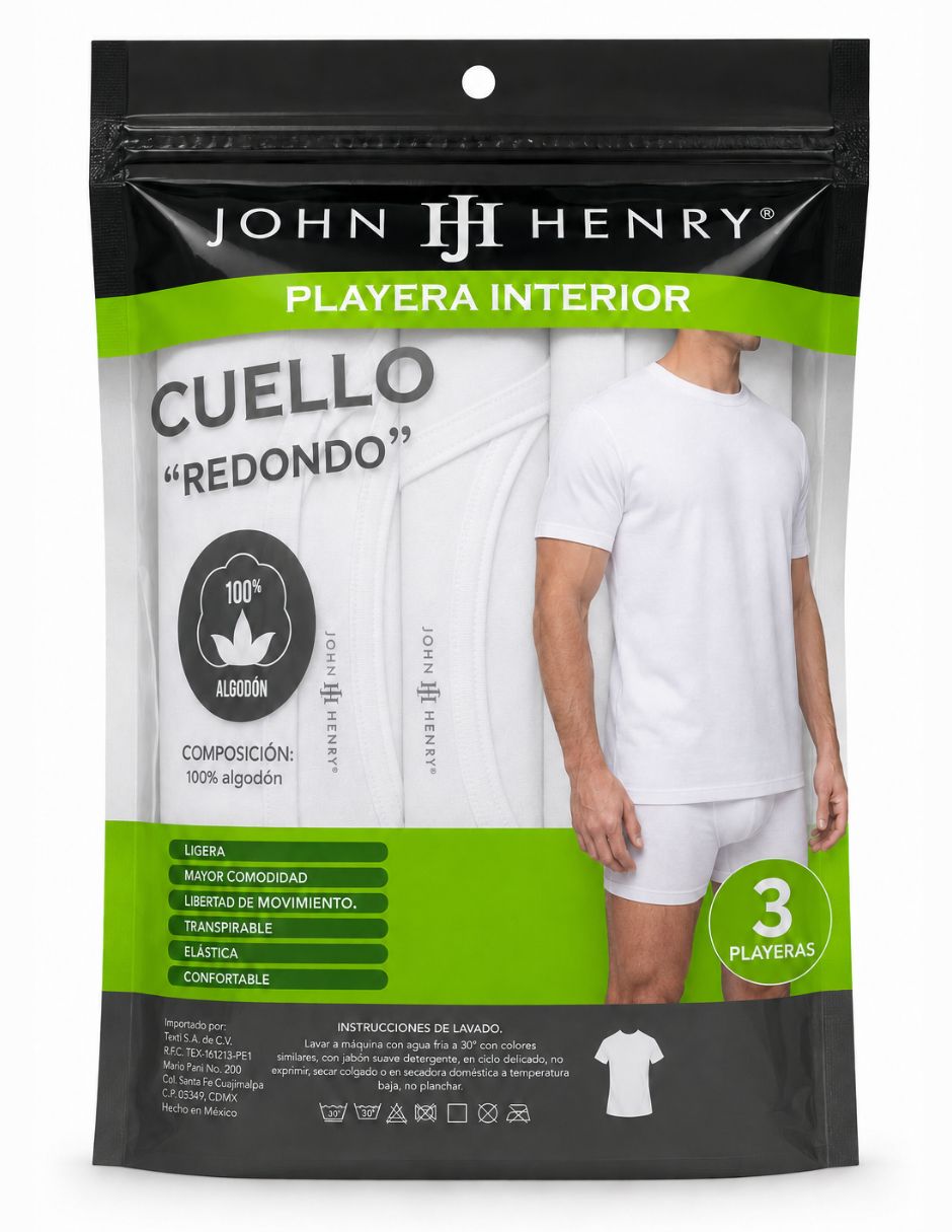 Playera john henry cuello redondo para hombre Playera john henry cuello redondo para hombre