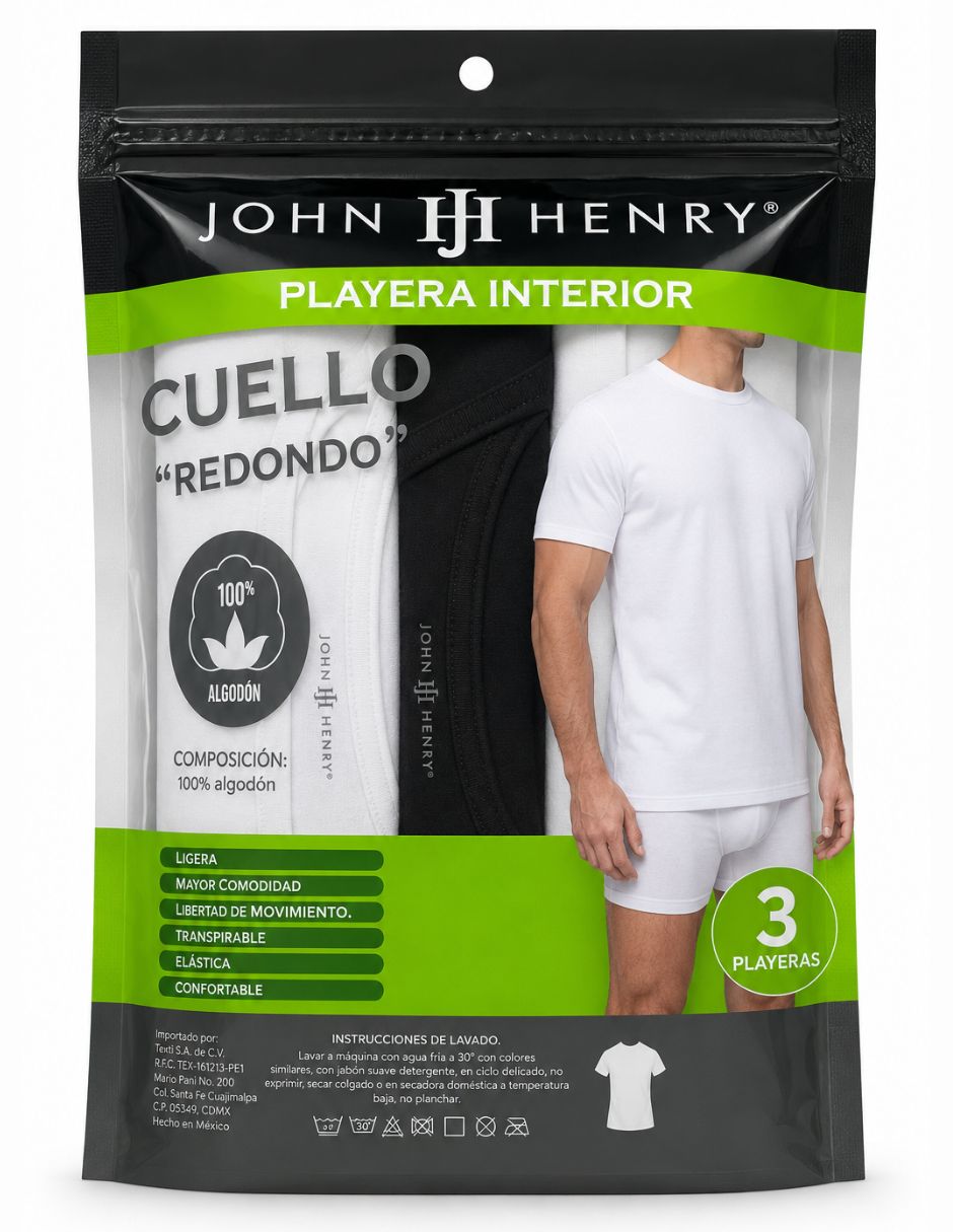 Playera john henry cuello redondo para hombre