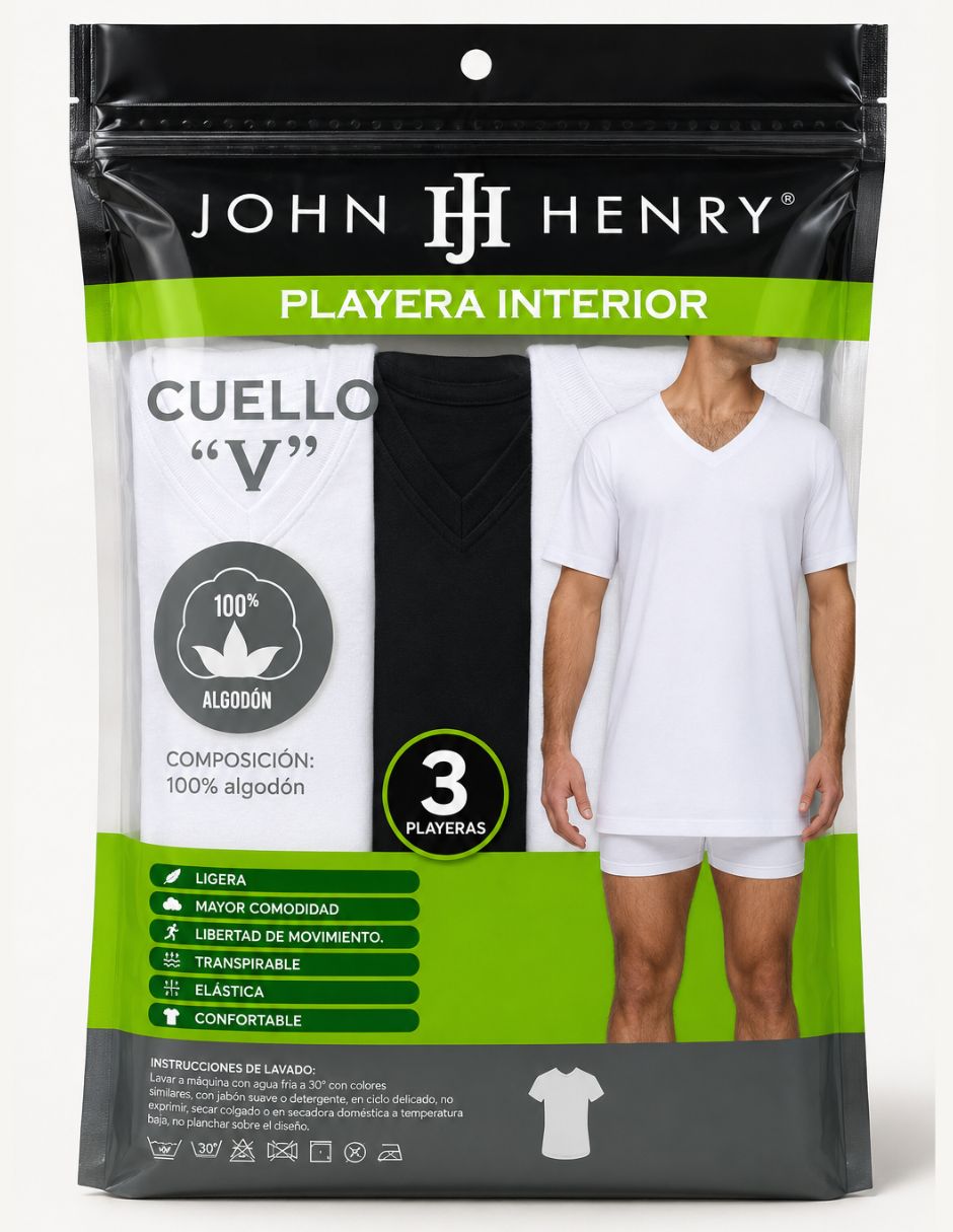 Playera john henry cuello v para hombre