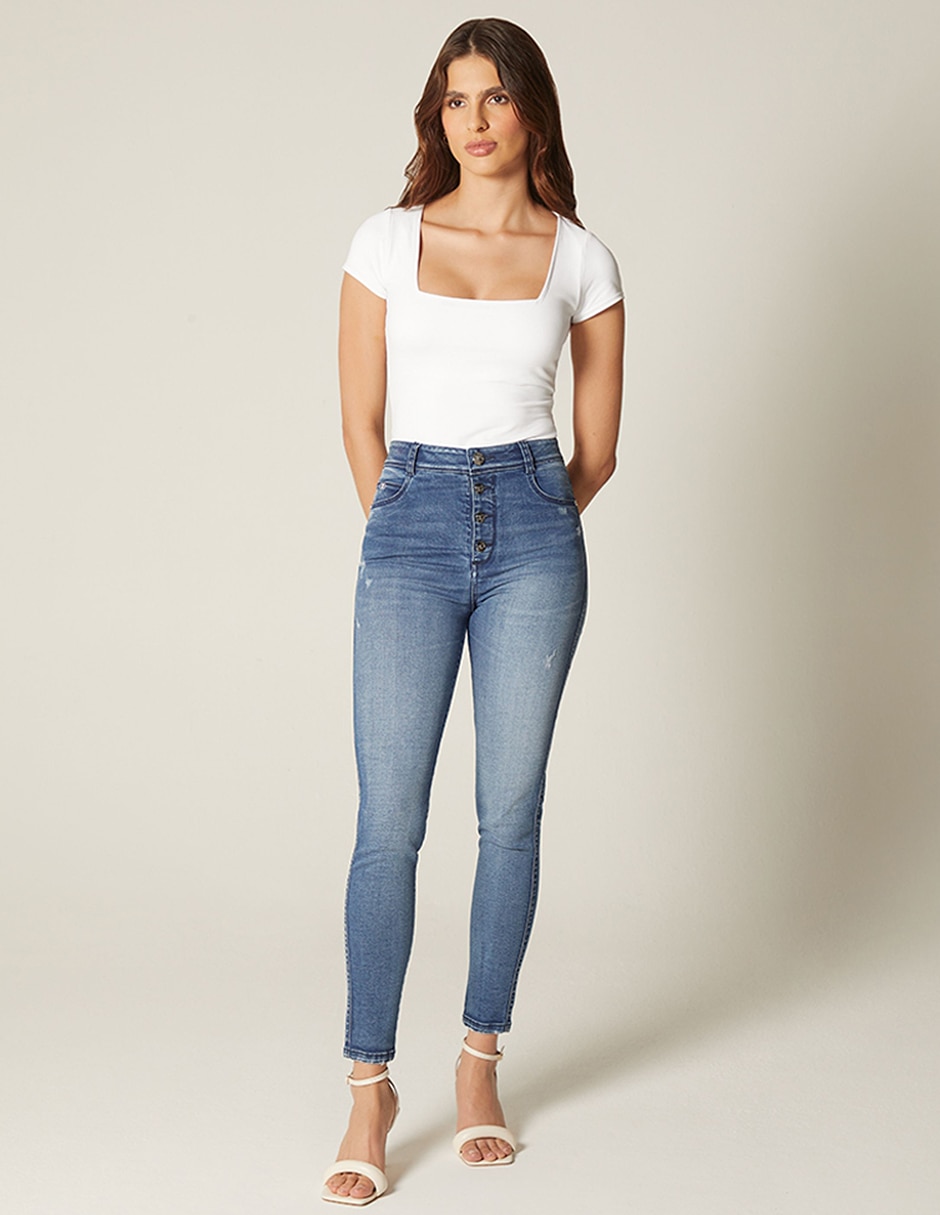 Jeans ultra slim cintura alta Studio F Indigo para mujer