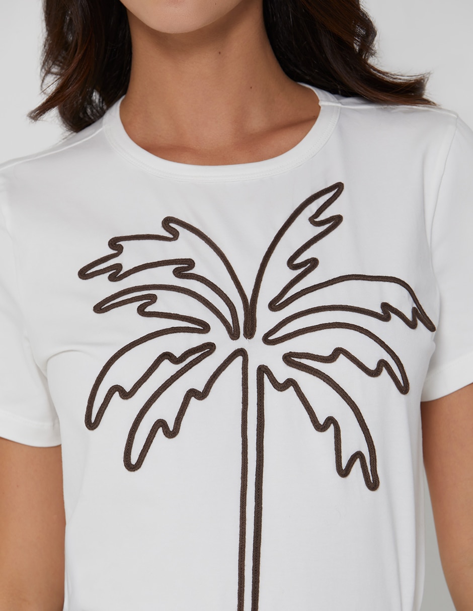 Manga corta tropical core cuello redondo para mujer 3