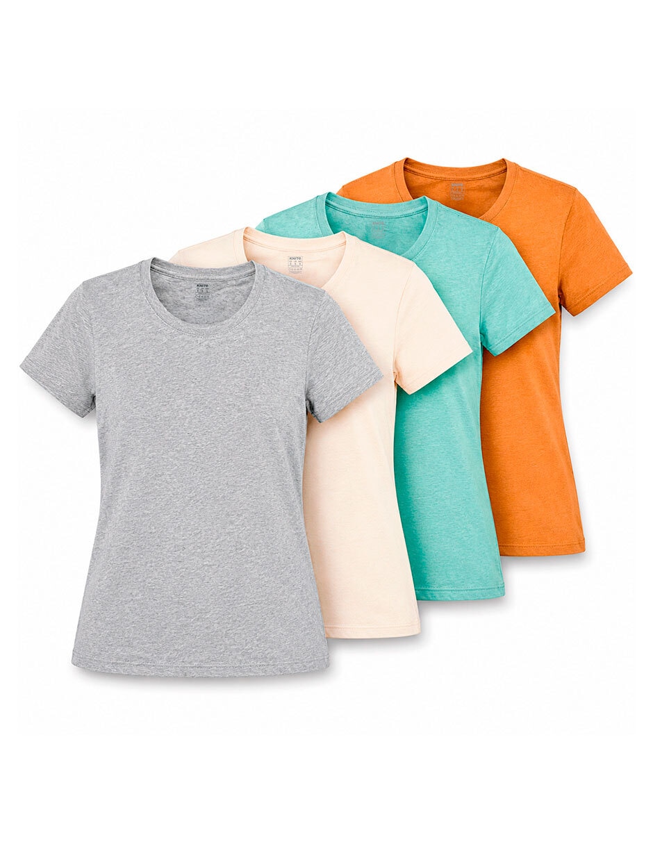 Manga corta knite cuello redondo para mujer