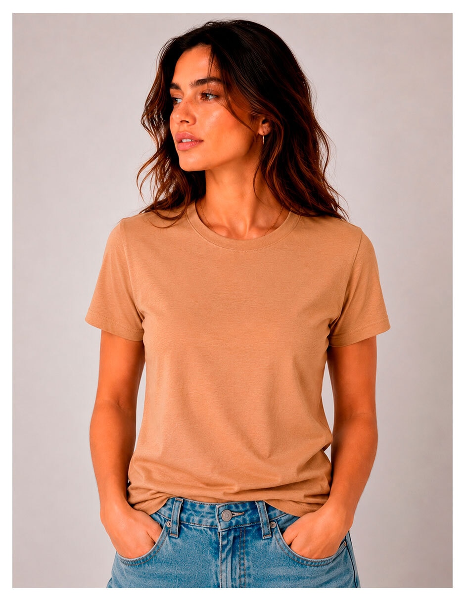Manga corta knite cuello redondo para mujer