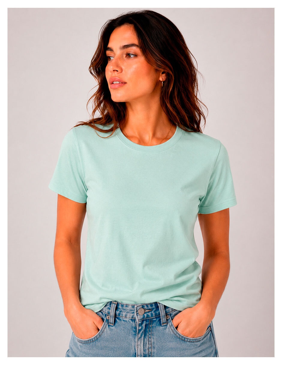 Manga corta knite cuello redondo para mujer