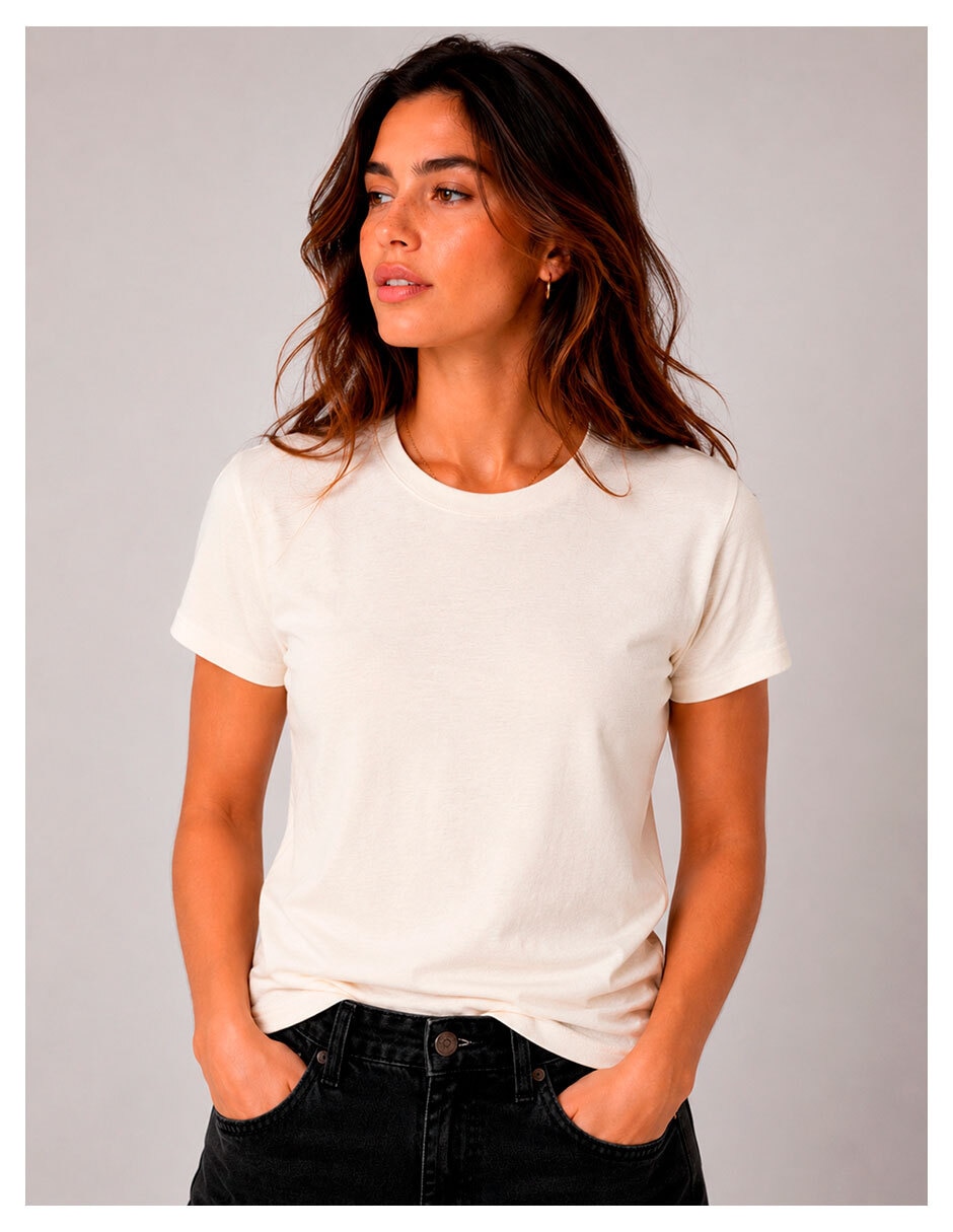 Manga corta knite cuello redondo para mujer