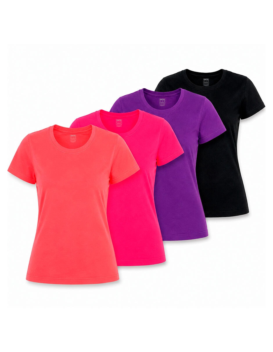 Manga corta knite cuello redondo para mujer
