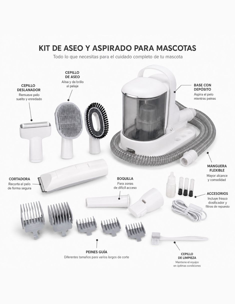 Kit de aseo y aspiradora para mascota de 400 w 4