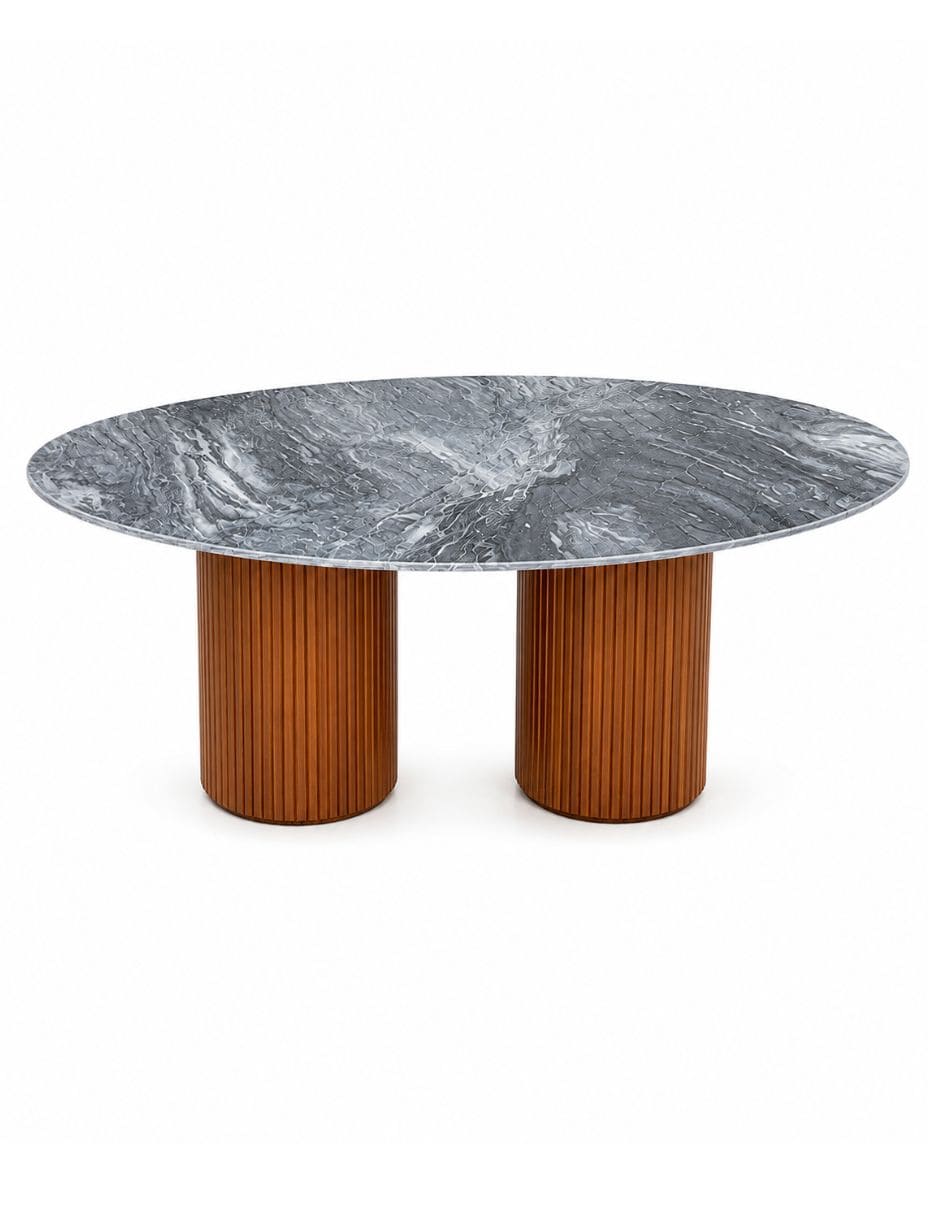 Mesa de comedor de madera y mármol Mesa de comedor de madera y mármol