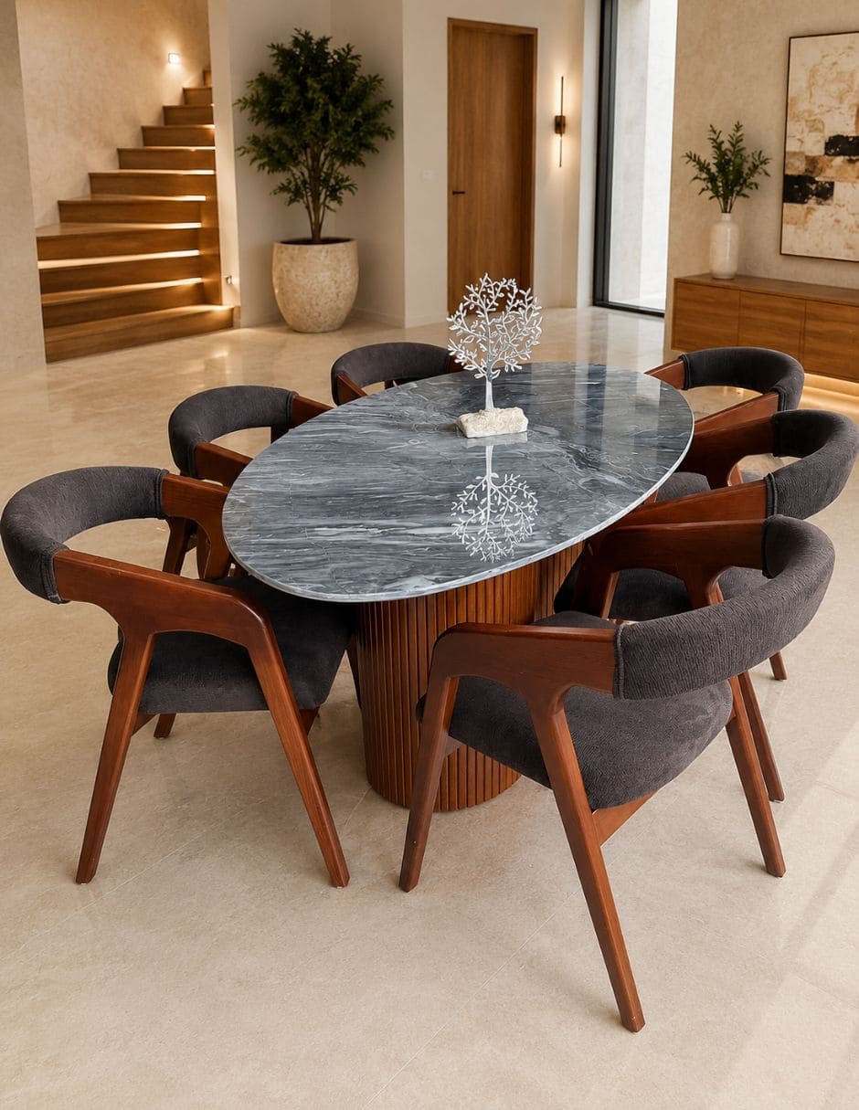 Mesa de comedor No No MESA DE COMEDOR PORTUGAL de Madera y mármol 5