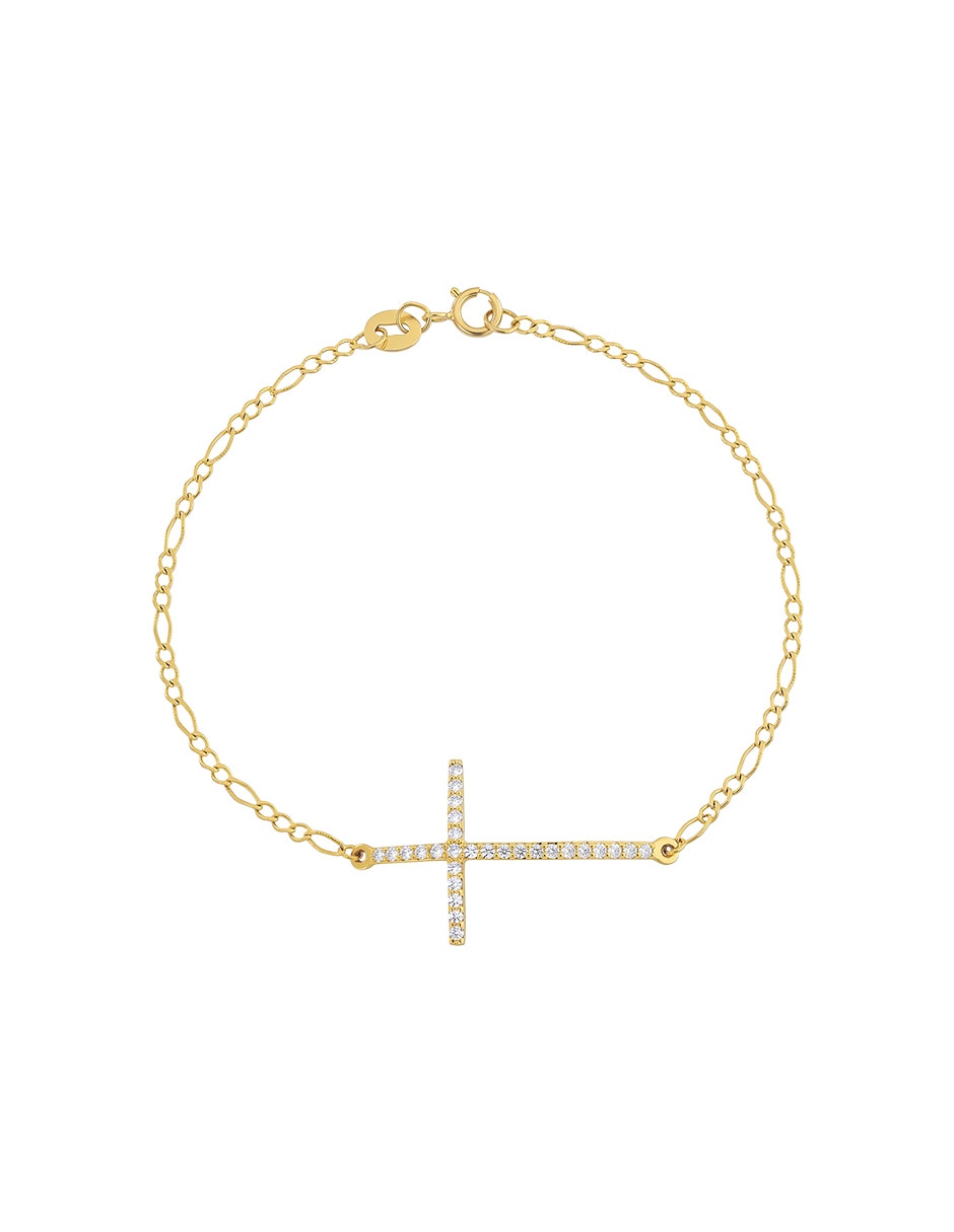 Pulsera de oro con zirconia 10 K acabado brillante