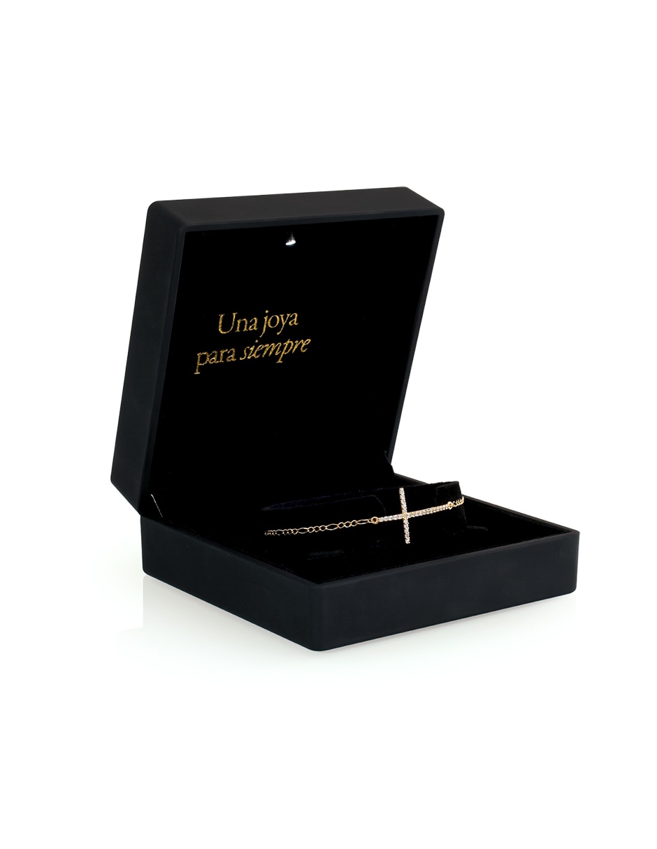 Pulsera de oro con zirconia 10 K acabado brillante 2