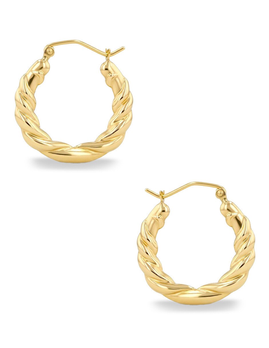 Arracadas de oro amarillo 14 K con acabado brillante 3