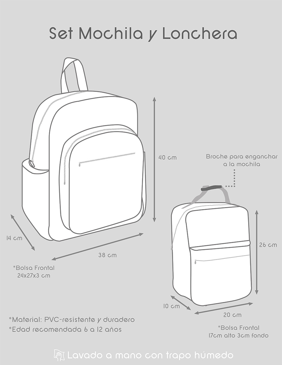 Set mochila escolar dinosaurio babuu para niño 15