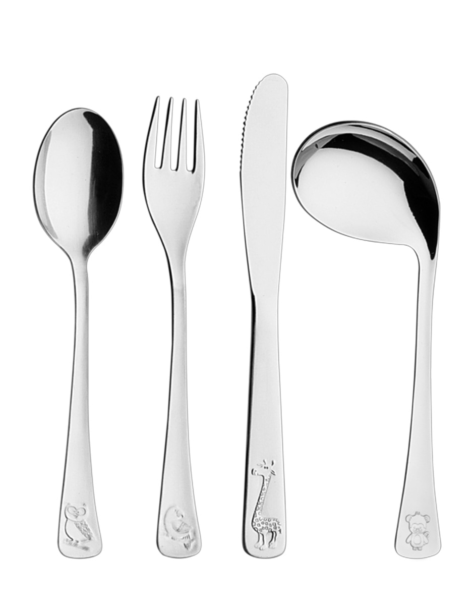 Set cubiertos infantil de acero inoxidable 4 piezas