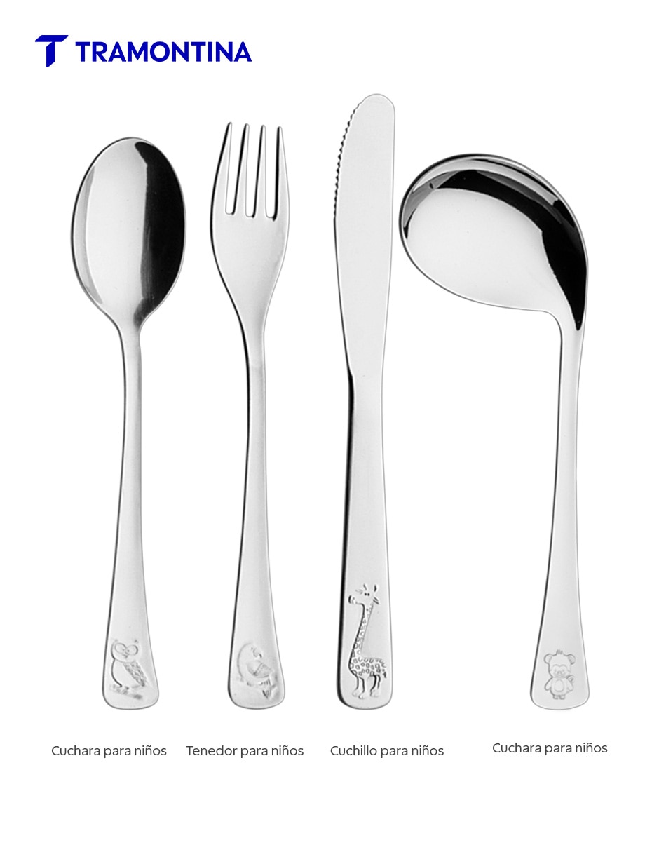 Set cubiertos infantil de acero inoxidable 4 piezas 5