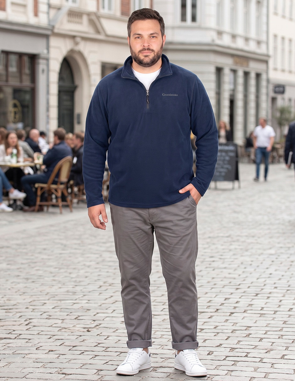 Chamarra Casual SUDADERA FLEECE No de Fleece Cuello con cierre para hombre 4