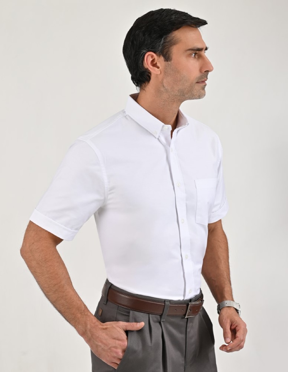 Camisa casual yale básico manga corta para hombre