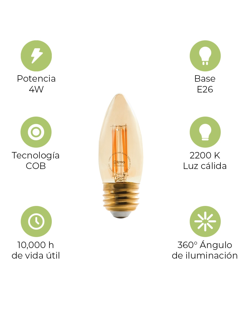Foco LED 4 W de consumo 4 W de iluminación 300 lm lúmenes 2