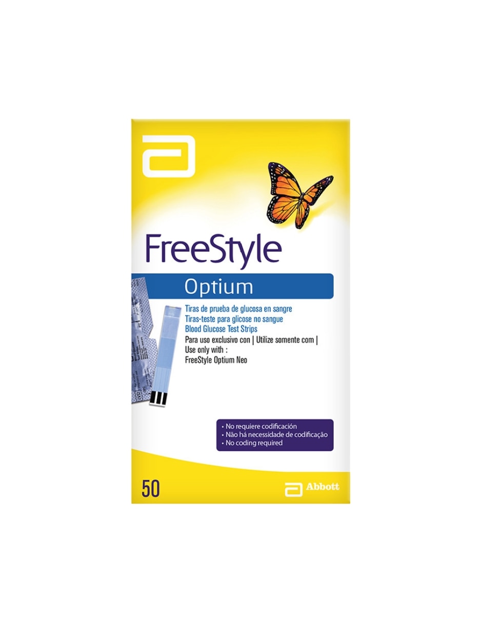 FreeStyle optium tiras reactivas 2 cajas con 50 piezas + Lancetas 1 caja con 100 piezas 3
