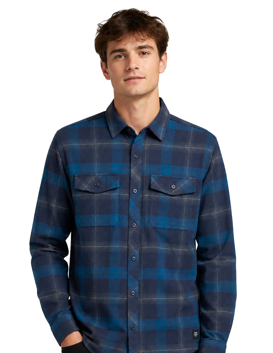 Camisa casual fox manga larga para hombre