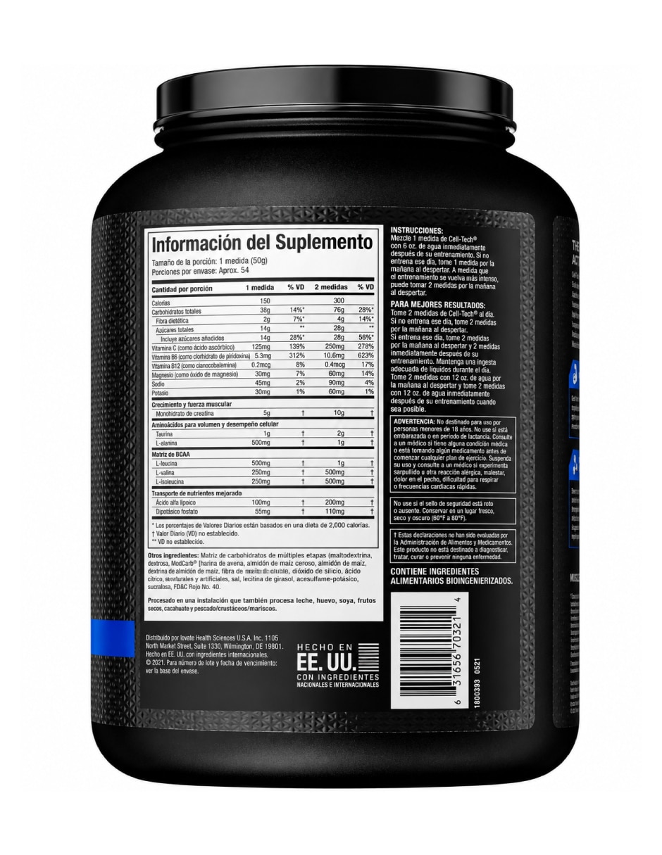 Creatina con Creatina + vitaminas y aminoácidos sabor Ponche de frutas de 2.72 kg 2
