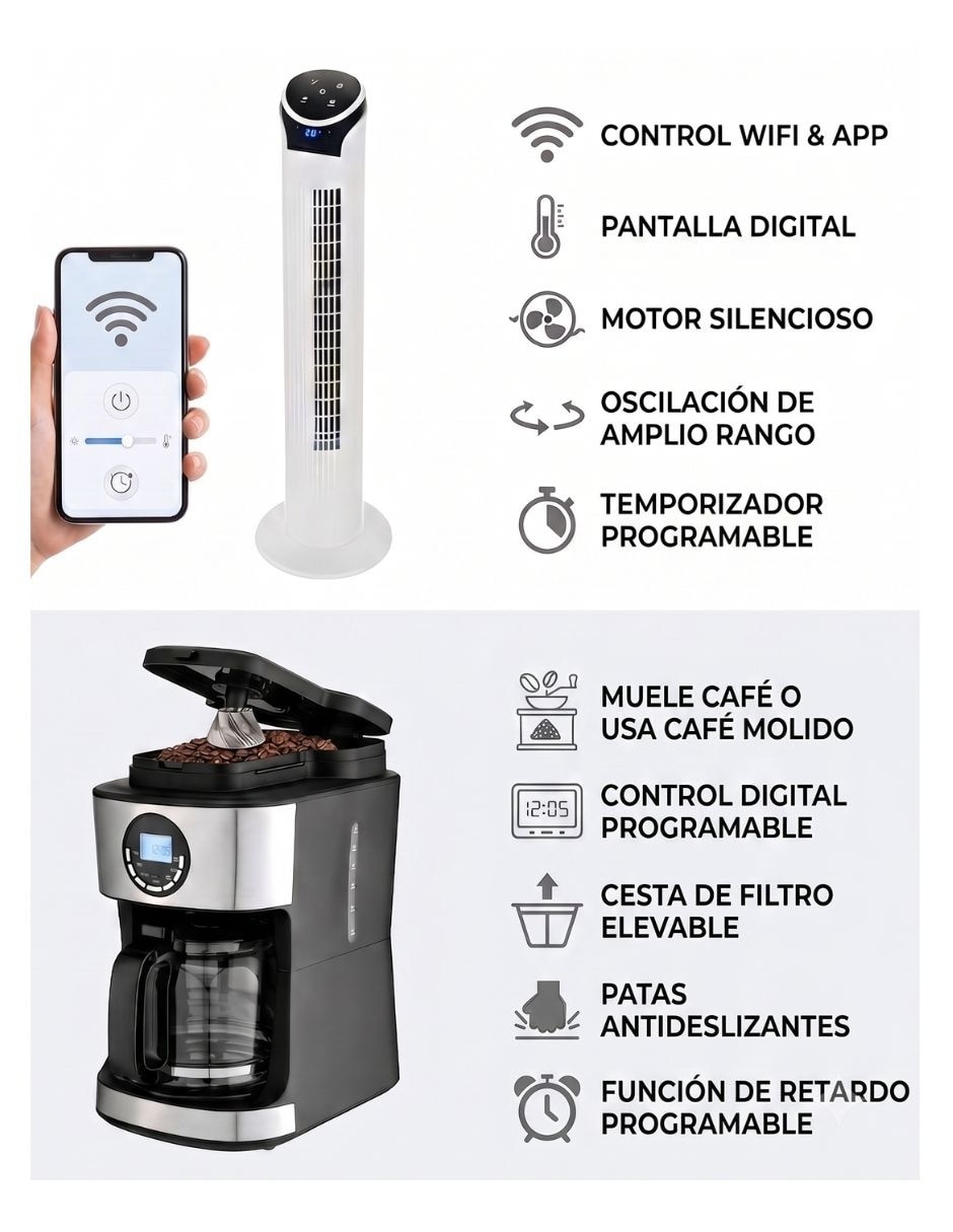 Set ventilador de torre smart 2 pieza con control remoto 3 velocidades 2